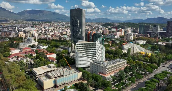 Beautiful cityscape of Tirana, Albania, capturing its colors, skyline, and modern urban charm.