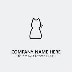 Cat illustration black and white for logo company vector image
