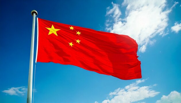 waving national flag of china