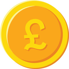Obraz premium Pound sign flat design. Coin icon. English currency pound. Vector money symbol. Bank payment symbol. Golden coin pound. Finance symbol. Currency symbol. Currency exchange. Pound money. Cash icon.