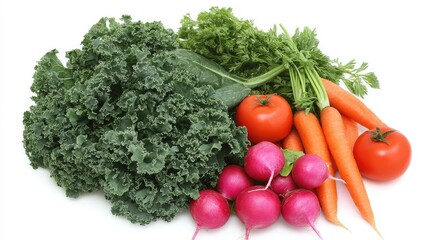 kale organic produce white background