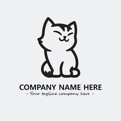 Cat illustration black and white for logo company vector image