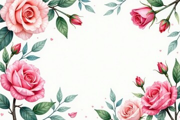 Delicate watercolor roses, leaves, and buds in soft pastel hues , seamless pattern, leaves, pretty