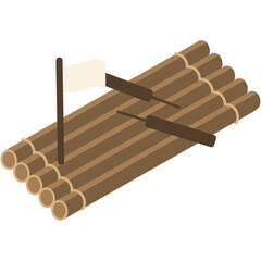 Wood Raft Float Illustration