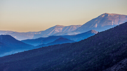 Obraz premium morning landscape in the Vercors foothills, France