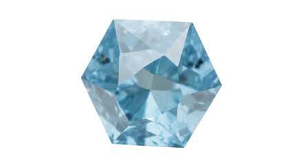 Isolated Sky Blue Hexagon Gem Stone