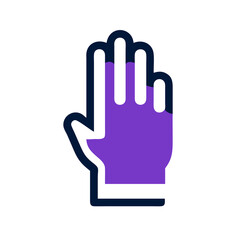 Obraz premium Purple raised hand icon for caution or participation
