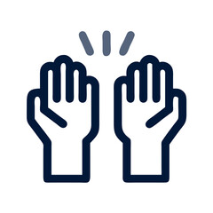 Fototapeta premium Raised open hands outline icon