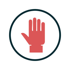 Obraz premium Red stop hand inside circle icon