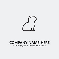 Cat illustration black and white for logo company vector image