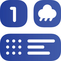 Mobile UI widget bundle with calendar, task manager, weather forecast, and lock screen icons for smartphone app design