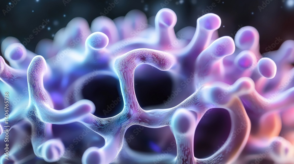 Poster microscopic exploration of cellular structures science laboratory digital art abstract environment c