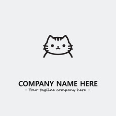 Cat illustration black and white for logo company vector image