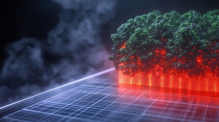 Digital forest creation virtual environment 3d visualization technology futuristic view nature concept for sustainable innovation