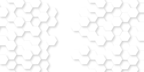 Abstract emboss white Hexagonal Background. Luxury White Pattern. Vector Futuristic minimal honeycomb mosaic white background. geometric mesh cell texture. modern futuristic wallpaper.	
