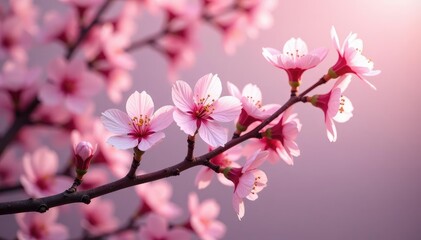 Delicate pink sakura blossoms, intricate branch pattern, traditional, spring flowers, wallpaper
