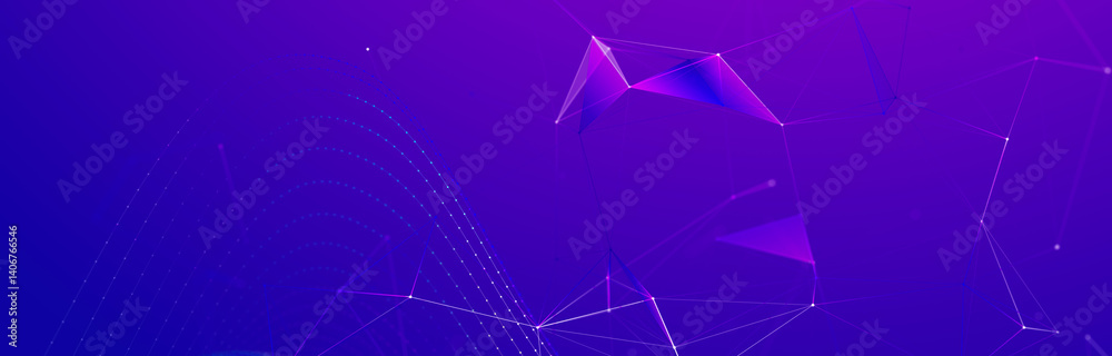 Aufkleber Polygonal background with dots and lines. Network connection structure. Science and technology. 3d