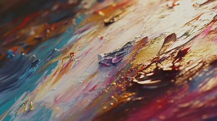 Artist painting on a canvas in an art studio. Featuring fine art creation