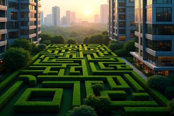 Modern Urban Jungle with Maze Design