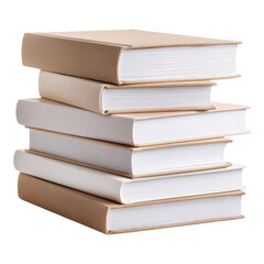 Stack of Simple Hardcover Books in Neutral Tones on a White Background for Decorative Use