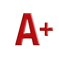 Fototapeta premium Red A Plus Symbol on White Background Representing Excellence and Achievement Blood type symbol