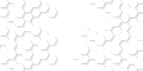 Abstract emboss white Hexagonal Background. Luxury White Pattern. Vector Futuristic minimal honeycomb mosaic white background. geometric mesh cell texture. modern futuristic wallpaper.