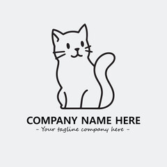 Cat illustration black and white for logo company vector image