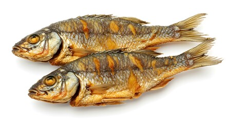 Fried fish isolated on white background Realistic food photography Fried