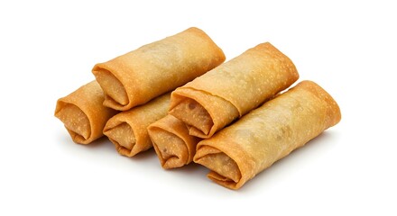 Fried spring rolls on white Asian appetizer photography