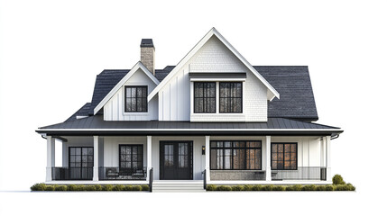 Charming American house with modern design and cozy porch