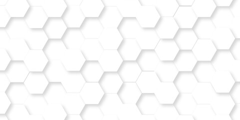 Fototapeta premium Abstract emboss white Hexagonal Background. Luxury White Pattern. Vector Futuristic minimal honeycomb mosaic white background. geometric mesh cell texture. modern futuristic wallpaper. 