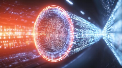 Exploring futuristic technology concepts high-speed data transmission in a sci-fi environment digital art perspective