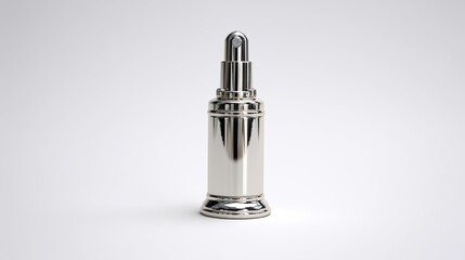 Silver metallic dispenser bottle.