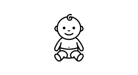Cute Baby Cartoon Line Icon Illustration