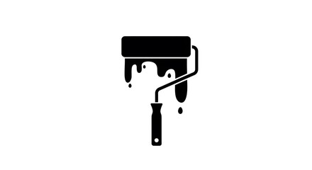 Paint Roller Vector Icon with Dripping Paint