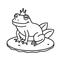 Cute green cartoon frog smiling on a white background