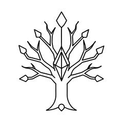A green tree silhouette with roots and leaves, a nature vector symbol of growth