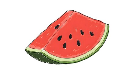 Watermelon Slice Sketch Style Illustration