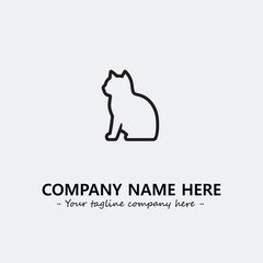Cat illustration black and white for logo company vector image