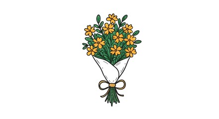 Fototapeta premium Bouquet of Yellow Flowers Illustration
