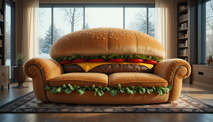 hamburger on the sofa