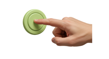 Isolated Finger Pushing Green Button