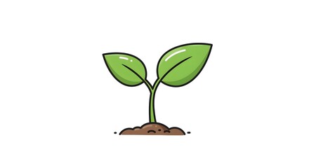 Cartoon Sprout Icon - Plant Growth Illustration