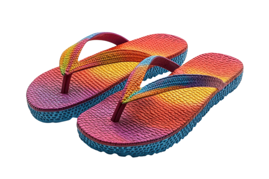 Colorful flip flops displayed on a plain background for summer season fashion inspiration