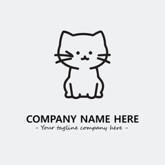 Cat illustration black and white for logo company vector image