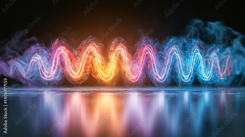 Poster dynamic sound wave visualization digital art abstract environment high-contrast viewpoint illuminati
