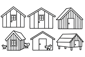 chicken coop line art used for tshirt printing