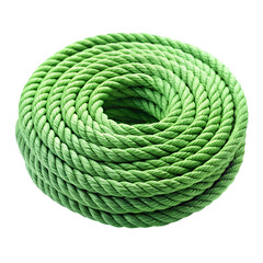Green rope coil isolated on transparent background