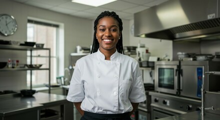 Fototapeta premium Chef Smiling in Professional Kitchen