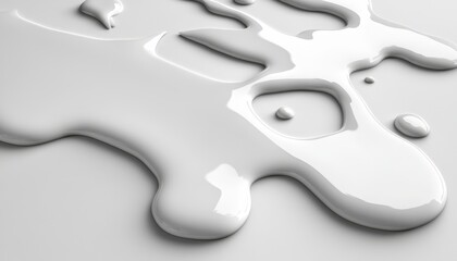 Obraz premium White Liquid Paint Pouring Down on Surface, Fluid Art Acrylic Painting, Abstract Background Close Up